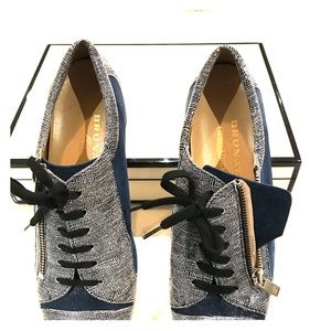 Italian leather zip/ lace oxfords